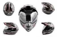 Шлем кроссовый   (mod:MX433) (с визором, size:XL, черно-красный, MAGNUM)   LS-2