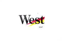 Наклейка   логотип   WEST   (10x5см, желтые)   (#3047)