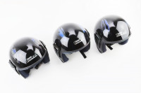 Шлем открытый HK-215, ЧЁРНЫЙ с сине-белым рисунком (незначительные отличия рисунков, возможны дефекты покраски) Toukui 360346
