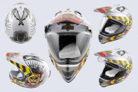Шлем кроссовый   (mod:MX433) (с визором, size:ХXL, белый, JUSTICE)   LS-2