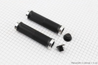 Ручки руля 130мм с зажимом Lock-On с двух сторон, черно-серебристые FL-426