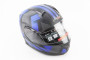 Шлем модуляр, закрытый с откидным подбородком + откидные очки BLD-162 S (55-56см), ЧЁРНЫЙ матовый с сине-серым рисунком F-2
