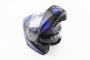 Шлем модуляр, закрытый с откидным подбородком + откидные очки BLD-162 S (55-56см), ЧЁРНЫЙ матовый с сине-серым рисунком F-2