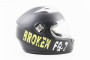 Шлем интеграл, закрытый 830 XS, ЧЁРНЫЙ матовый с салатово-белым рисунком BROKEN FG+7 F-2