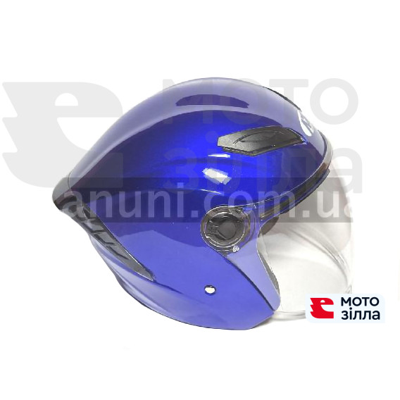 Шлем МТ 606 (СИНИЙ) (открытый белое стекло + встроеные очки) (размер: S)