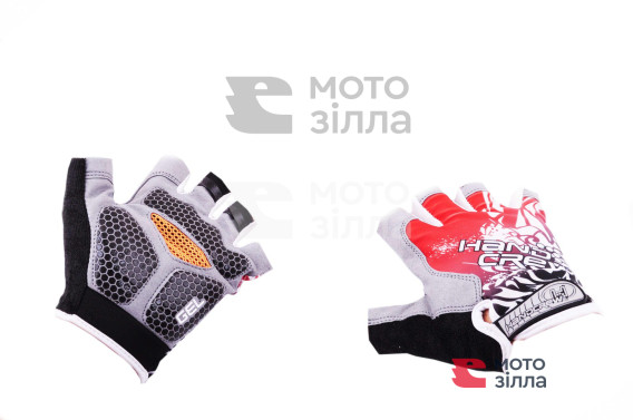 Перчатки без пальцев   (mod:1, size:L, гелевые подушки, красные)   HAND CREW