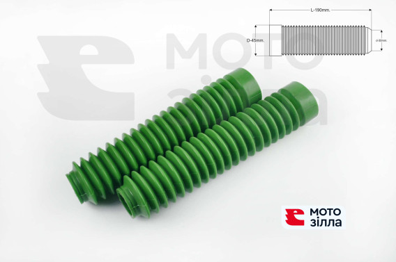 Гофры передней вилки (пара)   универсальные   L-190mm, d-30mm, D-45mm   (зеленые)   MZK