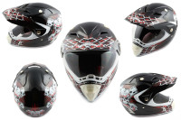 Шлем кроссовый   (mod:CR188) (с визором, size:L, черно-красный)   HELMO
