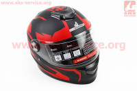 Шлем закрытый SCO-М65 S- ЧЕРНЫЙ матовый с красным рисунком