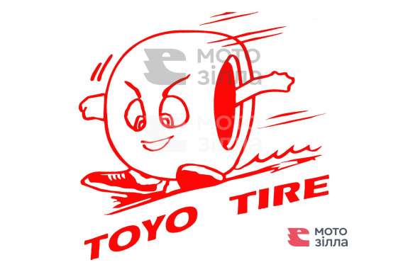 Наклейка   логотип   TOYO   (11x10см, красная)   (#0727)