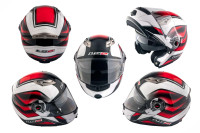 Шлем трансформер   (size:ХL, красно-белый + солнцезащитные очки)   LS-2