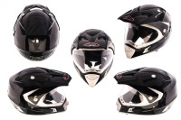 Шлем кроссовый   (mod:CR188) (с визором, size:L, черный)   HELMO