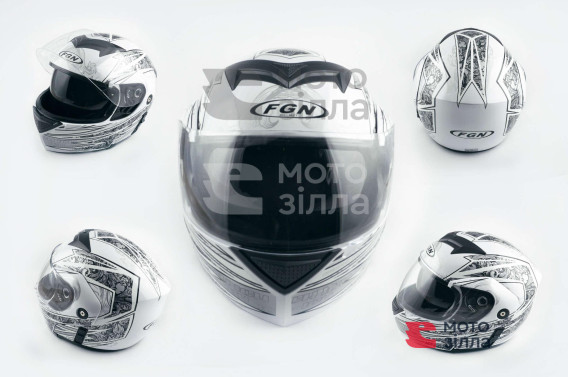 Шлем трансформер   (mod:111) (size:XL, белый с узором, + солнцезащитные очки)   FGN