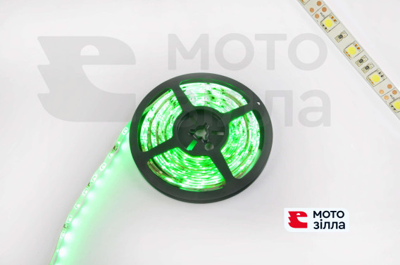 Стрічка світлодіодна SMD 5050 (зелена, вологостійка, 60 крист / 1м, бухта 5м)