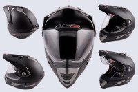 Шлем кроссовый   (mod:MX433) (с визором, size:XL, черный матовый)   LS-2