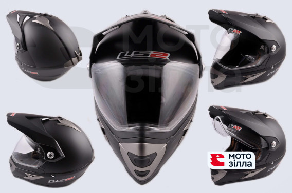 Шлем кроссовый   (mod:MX433) (с визором, size:XL, черный матовый)   LS-2