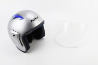 Шлем открытый HK-215, CЕРЫЙ с синим рисунком (незначительные отличия рисунков, возможны дефекты покраски) Toukui 360344