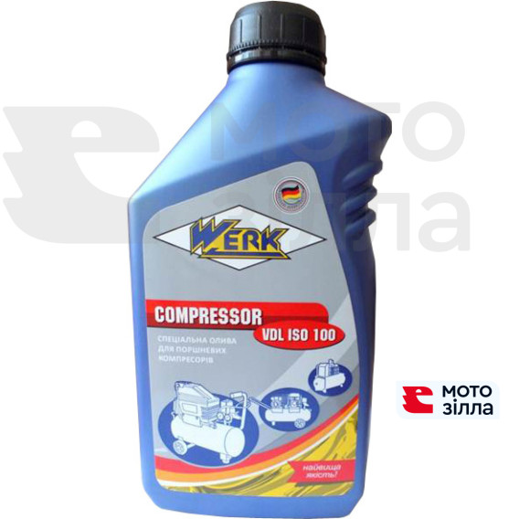 Масло компрессорное для поршневых компрессоров COMPRESSOR VDL ISO100 минеральное; канистра 1л "WERK"