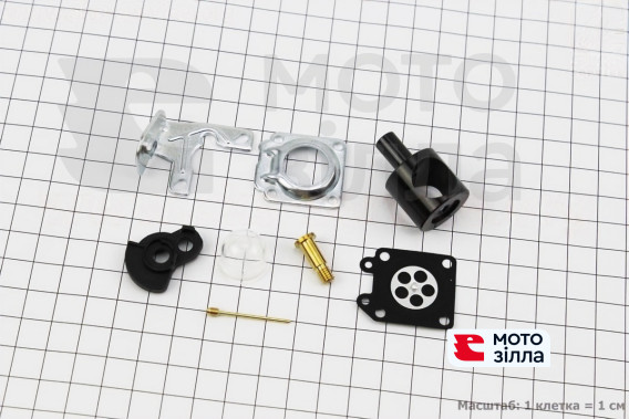 Ремонтный комплект карбюратора 1E40F-1E44F, 6 деталей +заслонка+подкачка