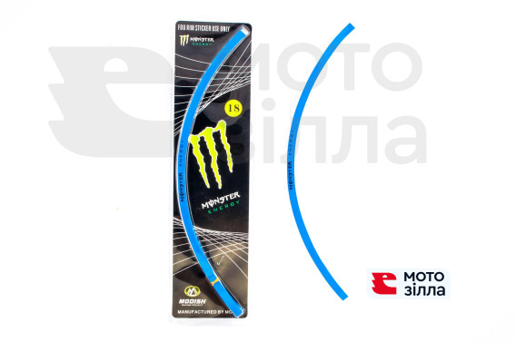 Наклейка на колесо 18 MONSTER ENERGY (синя, світловідбиваючі) GJCT