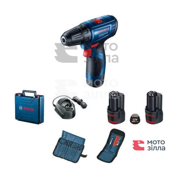 Шуруповерт-дриль акумуляторний Bosch GSR 120-LI, 18V 2х2Аг, 14/30Нм, 0-400/01500об/хв, 2.5кг