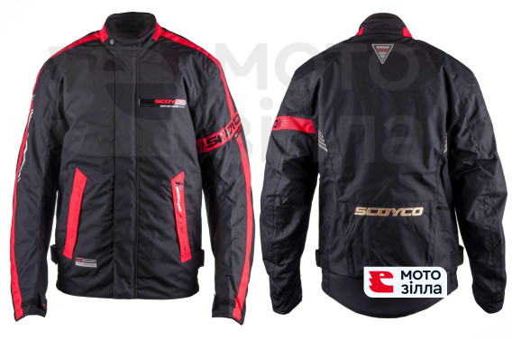 Мотокуртка SCOYCO (текстиль) (size: XL, чорно-червона, mod: JK34)