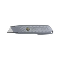 Нож Stanley Interlock, трапециевидное лезвие, корпус металлический, отсек для хранения лезвий, 136мм