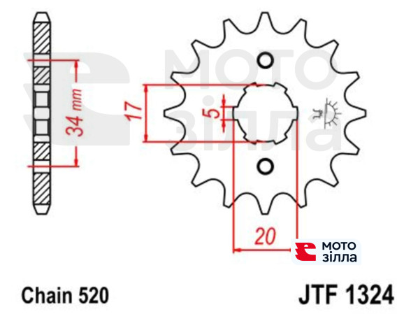 Звезда трансмиссии (передняя)   520-14T   Fourtrax TRX200/TIPE 2, Honda ATV   #JT JTF1324