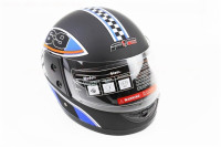 Шлем закрытый 825-1 XS- ЧЕРНЫЙ матовый с рисунком сине-бело-красным 