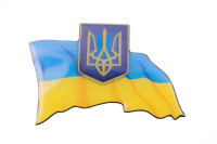 Наклейка герб на прапорі України (9,5x7см, силікон) (1) (SEA)
