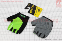 Перчатки без пальцев L черно-салатовые, с гелевыми вставками под ладонь SBG-1457