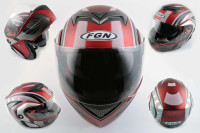 Шлем трансформер   (mod:PILOT) (size:L, красный матовый, солнцезашитные очки) Ш63   FGN