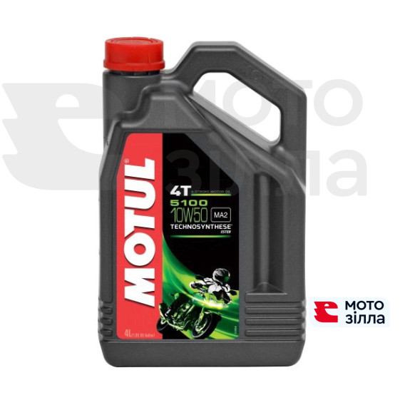 Олива моторна напівсинтетична 4T, 4л (10W-50, 5100, API SL/SJ/SH/SG) MOTUL (#104076)