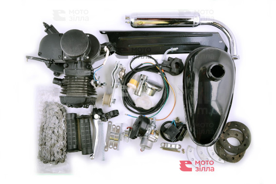 Двигатель велосипедный (в сборе)   80сс   (мех.старт., бак, ручка газа, звезда, цепь)   EVO   (mod:2)