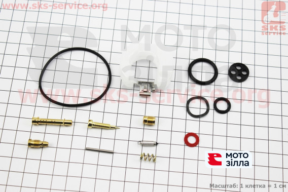 Ремонтний комплект карбюратора, 13 деталей + поплавок 168F / 170F Standart