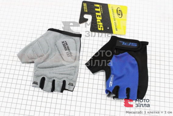 Перчатки без пальцев M черно-cиние, с гелевыми вставками под ладонь SBG-1457