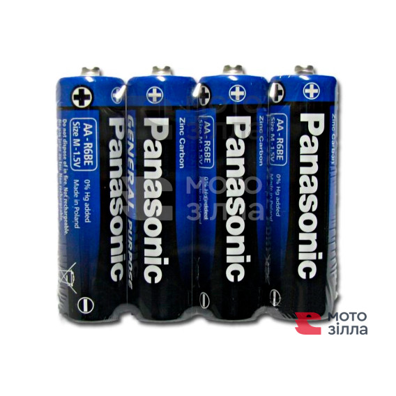 Батарейка Panasonic GENERAL PURPOSE вугільно-цинкова AA(R6) плівка, 4 шт.