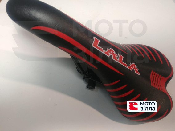 Седло велосипедное спортивное   (черное с красной полосой)   (mod МТВ-7166)   FM