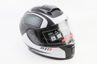 Шлем закрытый (сертификация DOT) + откидные очки BLD-М66 М (57-58см), ЧЕРНЫЙ матовый с бело-серым рисунком BLD 360218