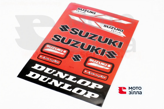 Наклейки набор 8шт "Suzuki/Dunlop" красные 5839A (22x32см)