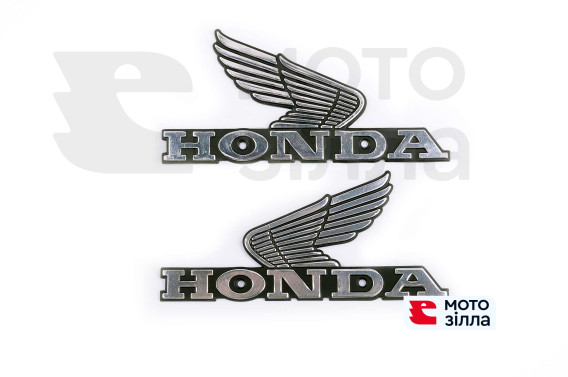 Наклейка шильдик Honda (16x8см, пластик, хром) (4968)