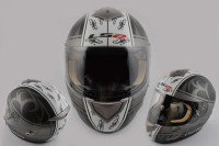 Шлем-интеграл   (mod:366) (size:XL, черно-белый матовый)   LS-2