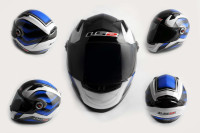 Шлем-интеграл   (mod:358) (size:XL, бело-синий с черным)   LS-2