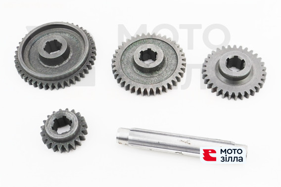 КПП - Вал шлицевой L=150мм+шестерня Z=20+шестерня Z=31+шестерня Z=38+шестерня Z=43, к-кт 5шт 101-2