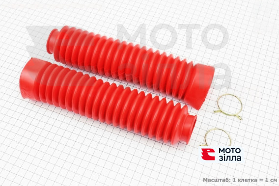 Гофра переднього амортизатора d=30/50mm; L=250mm к-кт 2шт, ЧЕРВОНИЙ