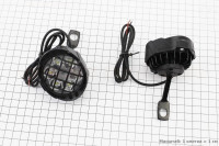 Фара додаткова світлодіодна вологозахисна з решіткою (67*57mm) - 6 LED з кріпленням під дзеркало, к-кт 2шт, ЧОРНИЙ