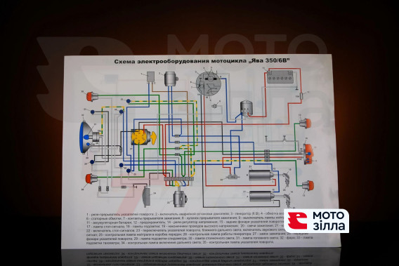 Схема електроустаткування ЯВА 350/634 6V EVO