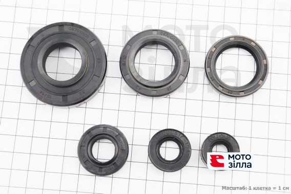 Сальники к-кт 6шт (25х52х10/14, 26х38х7, 26х42х8/10, 15х30х7, 14х25х7, 10х22х8)