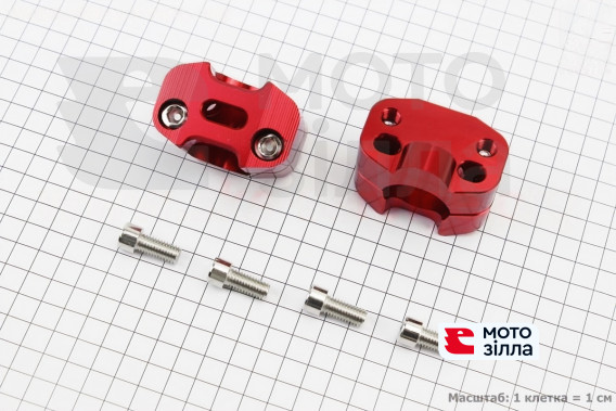 Крепление руля (две стороны) к-кт 2шт TUNING КРАСНЫЙ, (под руль d=28-29мм "1 1/8 ")