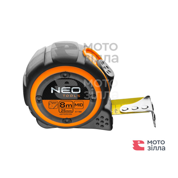 Рулетка Neo Tools, 8м x 25мм, 2 фиксатора сматывания, магнит